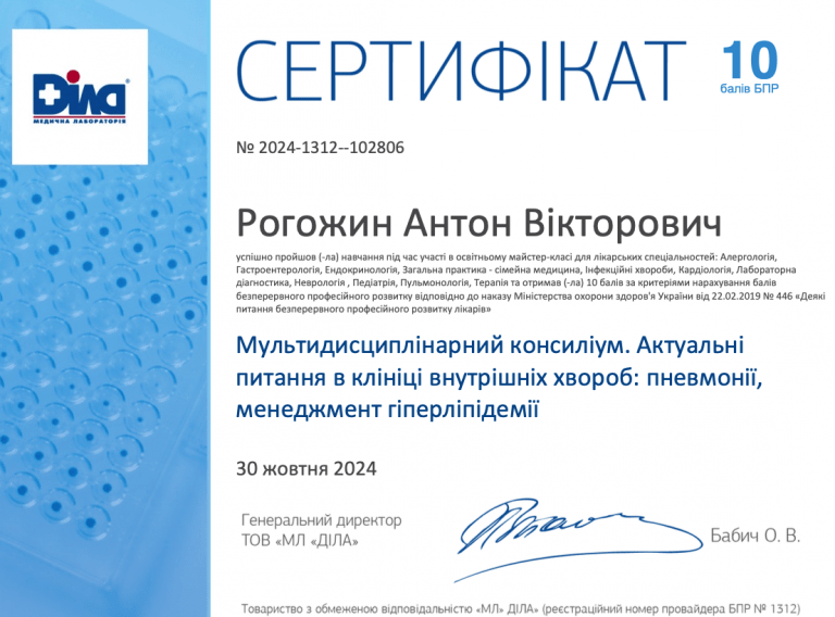 Рогожин Антон Викторович Сертификат 1